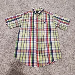 Ralph Lauren Boys Medium Multicolor Short Sleeve Plaid Button Up